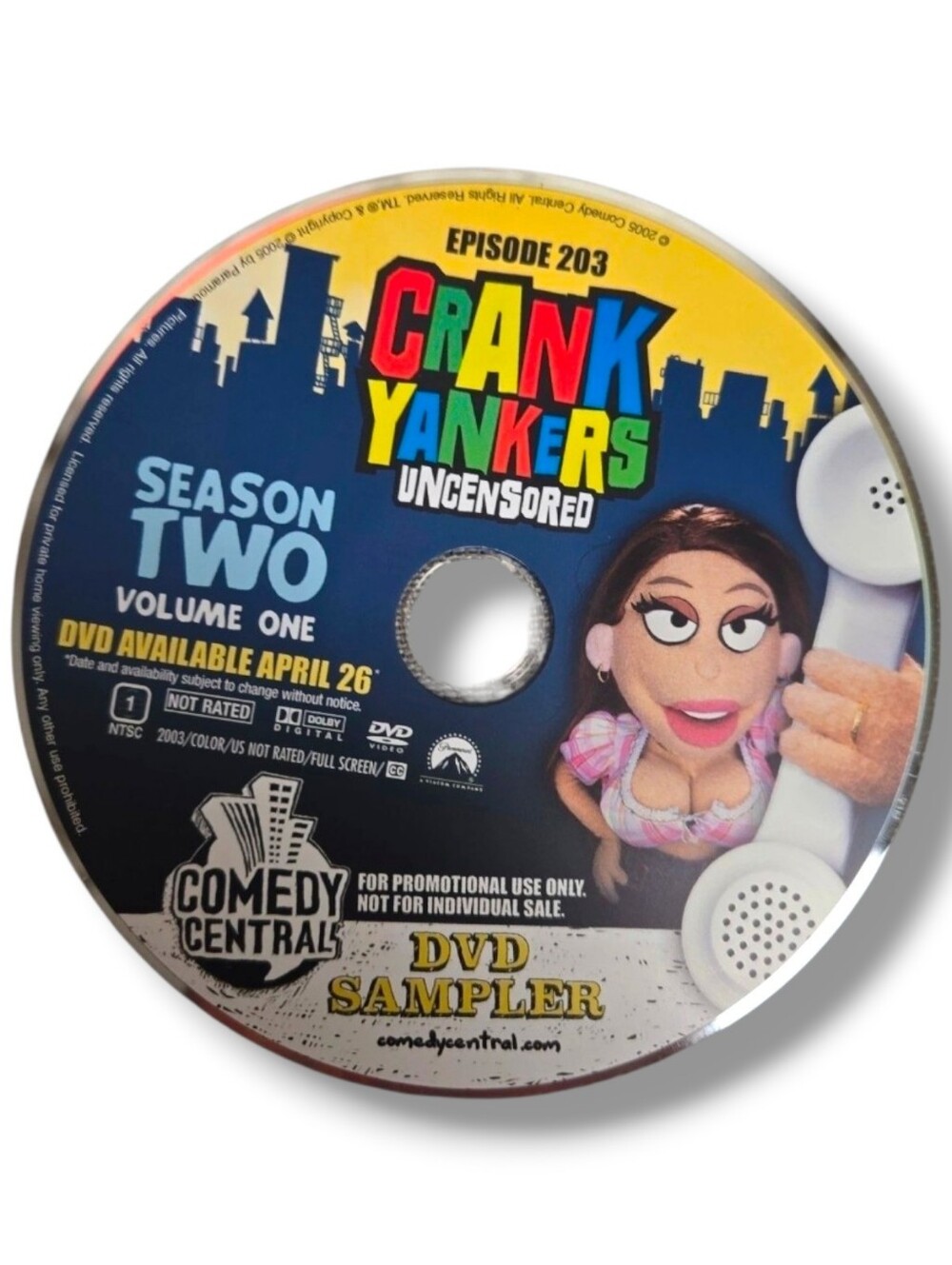 Extremely Rare 2003 Crank Yankers Sample DVD Comedy Central S2 V1 E203 Disc Only
